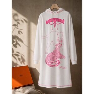Hermès Jungle Love Hoodie Dress Robert Dallet 34 Rose Porcelaine NWT